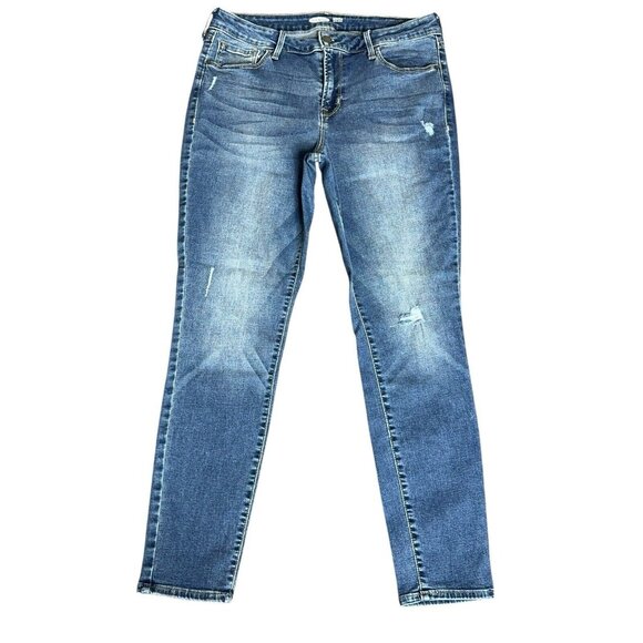 Womens Old Navy Jeans Rockstar Super Skinny Sz 12 Distressed Med Light Distress - Picture 2 of 9